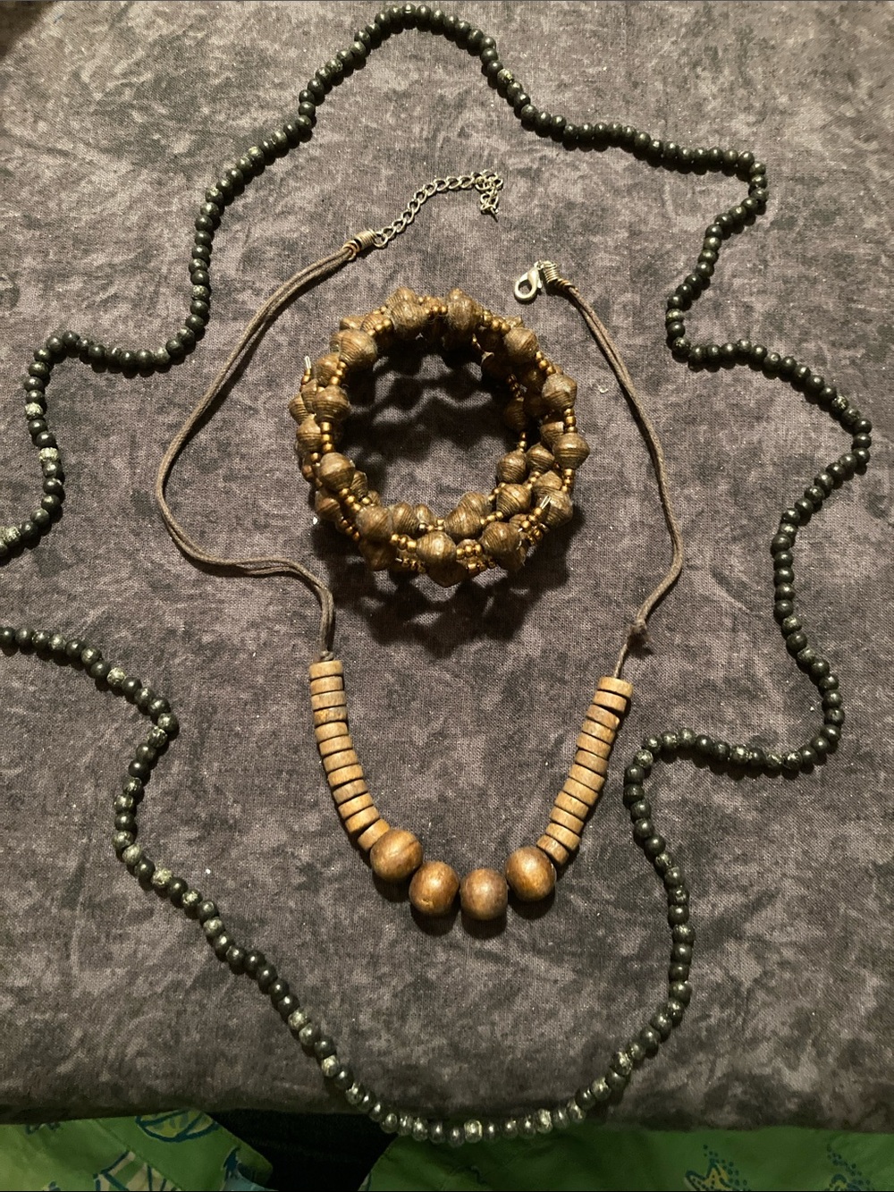3 Piece Boho Wooden & Beaded Jewelry Set